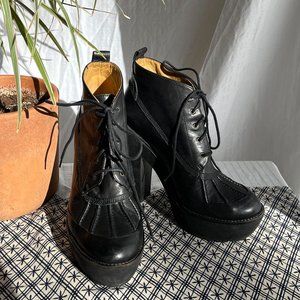 Polo Hester Heel Combat Boots in Black